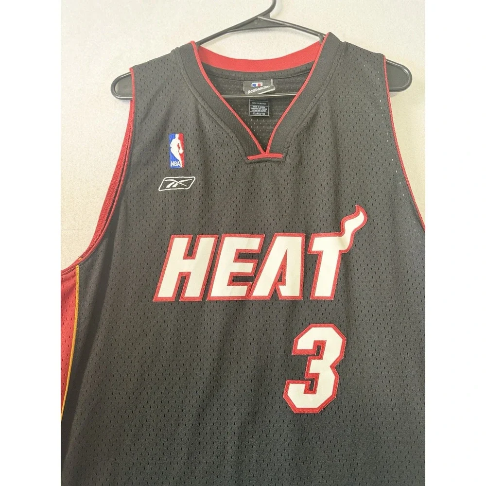 Dwayne Wade Miami Heat Authentic NBA Jersey Reebox XL Length +2 Black Sewn #3